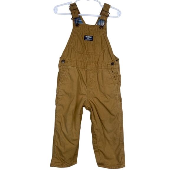 OshKosh B'Gosh Baby Lightweight Canvas Bib Overalls, Dark Khaki - Picture 1 of 9
